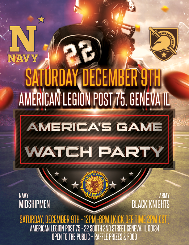 Army vs. Navy Football watch party! Saturday, December 9th 12-6pm!